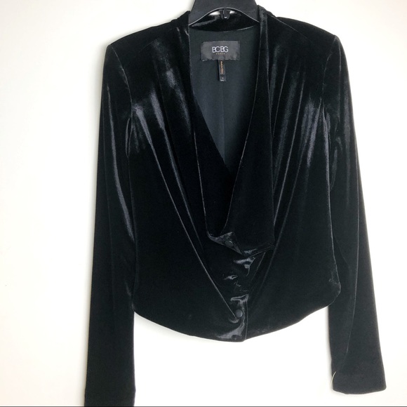 BCBG Paris Jackets & Blazers - **SOLD** SOLD””BCBG black Jacket velour deep V neck soft & Sexy
